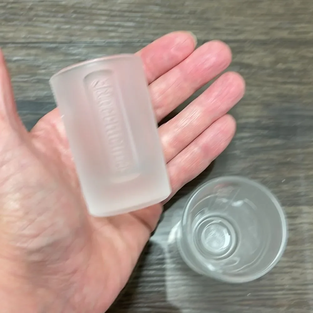 Pair of Embossed Jagermeister Frosted Glass 1 fl. oz Shot Glasses Barware Bar
